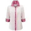 Perlavera Women's Tina Pink Three Quarter Sleeve Length Shirt With Printed Details