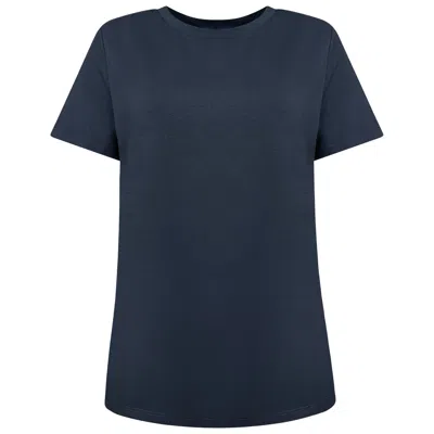 Perlavera Women's Tita Black Solid Cotton Spandex Short Sleeve Length Crew Neck T-shirts