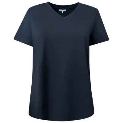 Perlavera Women's Titi Black Solid Cotton Spandex Short Sleeve Length  V-neck T-shirt