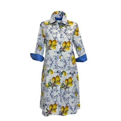 Perlavera Women's White / Yellow / Orange Clara Lemon Dress In White/yellow/orange