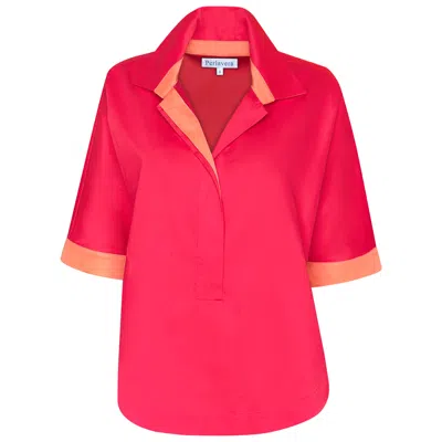 Perlavera Women's Zyla -relaxed Shirt-red-orange