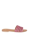 Pernille Paris Woman Sandals Fuchsia Size 10 Textile Fibers In Pink