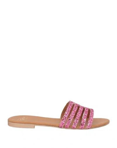 Pernille Paris Woman Sandals Fuchsia Size 10 Textile Fibers In Pink