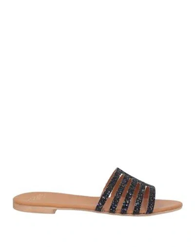 Pernille Paris Woman Sandals Midnight Blue Size 11 Textile Fibers