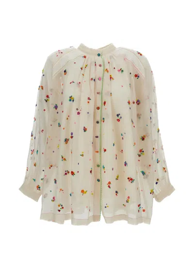 Péro Bead-embroidered Loose-fit Blouse In White