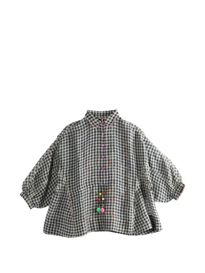 Péro Checked Pompom Shirt In Gray