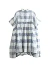 Péro Check-pattern Tiered Midi Dress In Blue