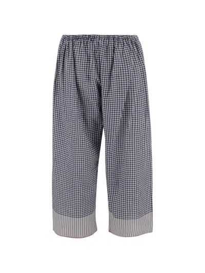 Péro Cotton Checkered Trousers In Blue