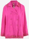 Pero Double Breasted Silk Jacket In Pink