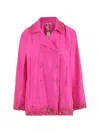 Péro Double-breasted Silk Jacket In Pink