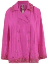 Péro Double-breasted Silk Jacket In Pink