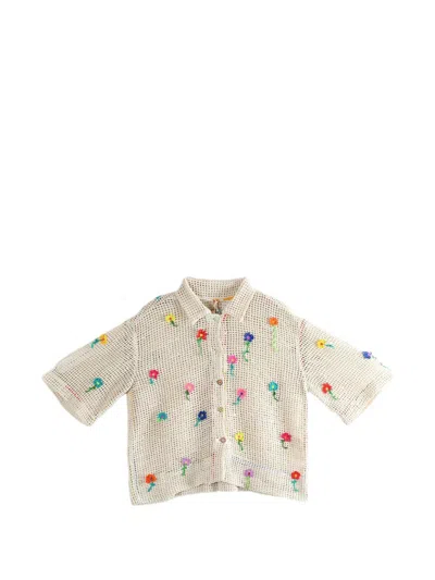 Péro Floral Crochet Shirt In Neutral