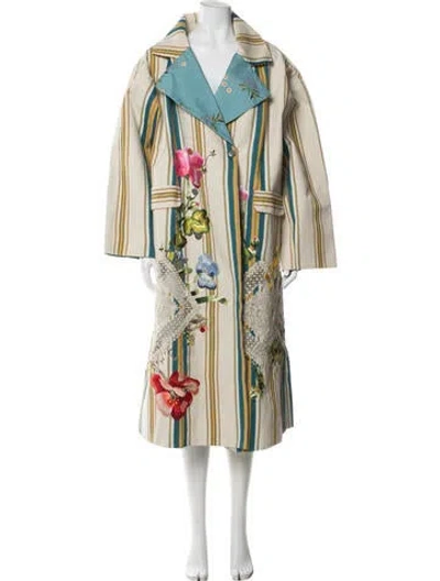 Pre-owned Péro Floral Print Coat In Neutral