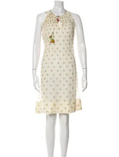 Pre-owned Péro Floral Print Knee-length Dress In Neutral