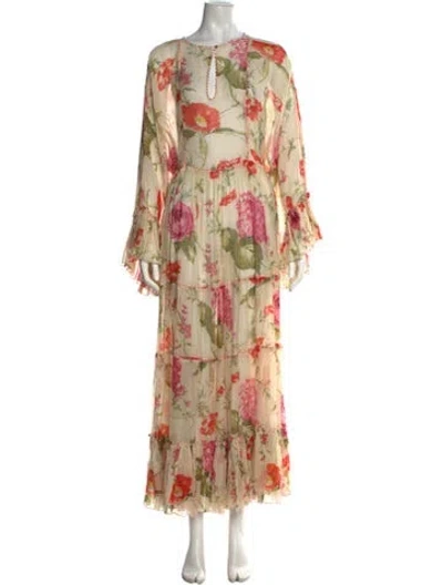 Pre-owned Péro Floral Print Long Dress In Multicolor
