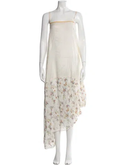 Pre-owned Péro Floral Print Long Dress In Neutrals