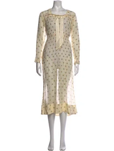 Pre-owned Péro Floral Print Long Dress In Neutrals