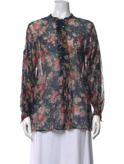 Pre-owned Péro Floral Print Long Sleeve Blouse In Multi