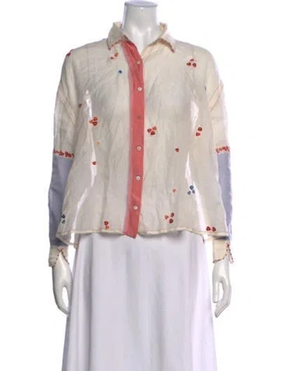 Pre-owned Péro Floral Print Long Sleeve Blouse In Multicolor