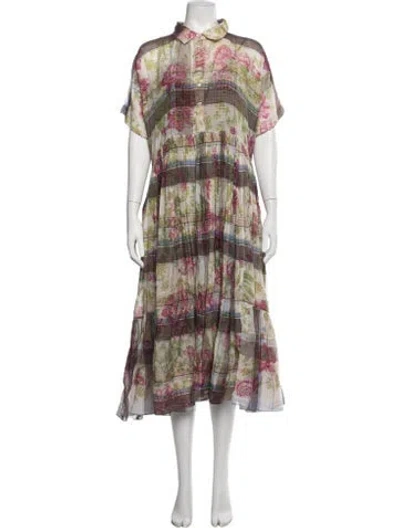 Pre-owned Péro Floral Print Midi Length Dress In Multicolor