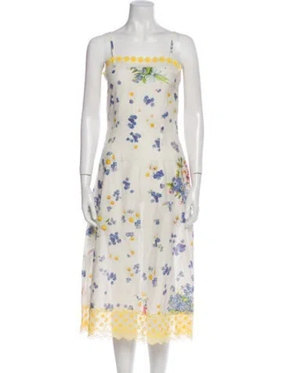 Pre-owned Péro Floral Print Midi Length Dress In Neutral
