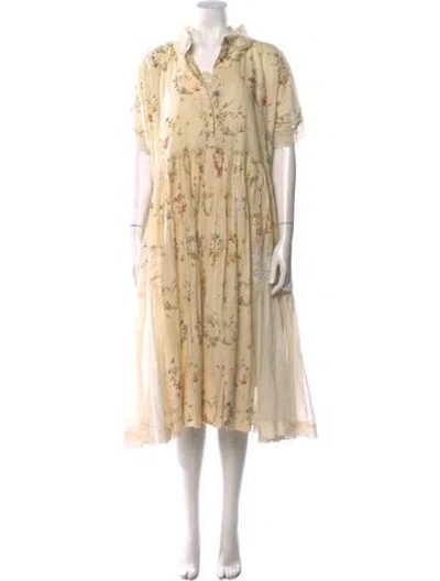 Pre-owned Péro Floral Print Midi Length Dress In Neutral