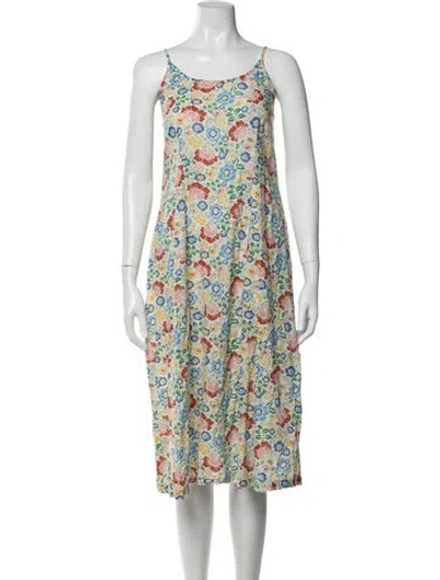 Pre-owned Péro Floral Print Midi Length Dress In Red