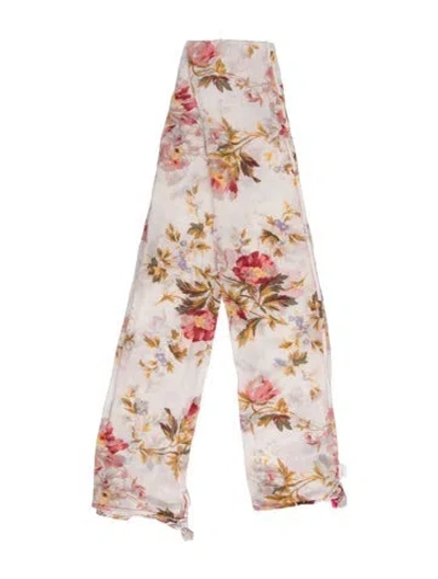 Pre-owned Péro Floral Print Scarf In Neutrals