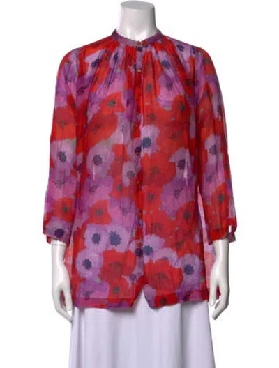 Pre-owned Péro Floral Print Three-quarter Sleeve Blouse In Multi
