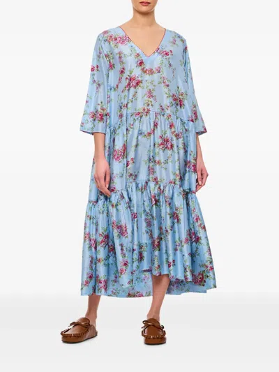 Péro Checkered Dress In Sky Blue