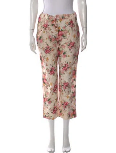 Pre-owned Péro Floral Print Wide Leg Pants In Neutral