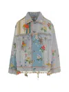 Péro Floral-embroidered Denim Jacket In Multi