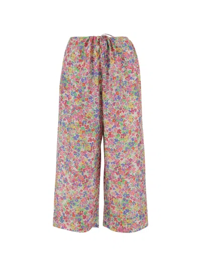 Péro Floral-pattern Silk Trousers In Neutral