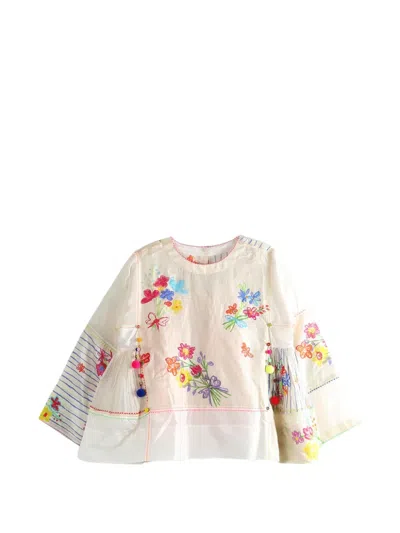 Péro Floral-print Embroidered Blouse In Neutral