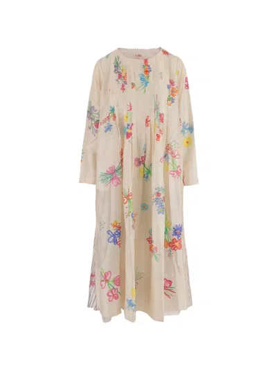 Péro Floral-print Midi Dress In Neutral