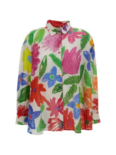 Péro Floral-print Organza Shirt In Multi