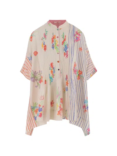 Péro Floral-print Striped Shirt In Multi