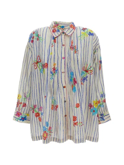 Péro Floral-print Striped Shirt In Multi