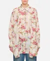 Péro White Wide Floral Print Shirt In Multicolor
