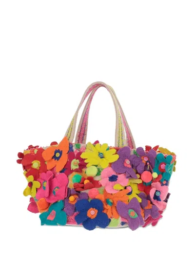 Péro Flower-embroidered Tote Bag In Pink