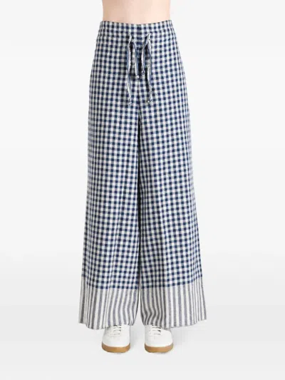 Péro Gingham Loose-fit Trousers In Blue