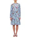 Péro Floral-print Long-sleeved Dress In Blue