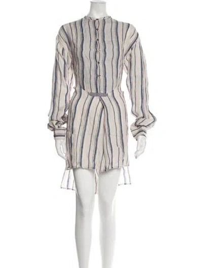 Pre-owned Péro Linen Knee-length Dress In Neutral