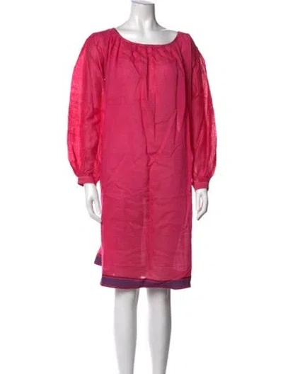 Pre-owned Péro Linen Knee-length Dress In Pink