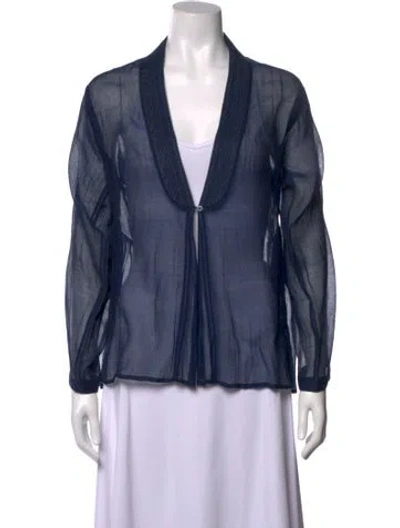 Pre-owned Péro Open Front Long Sleeve Top W/ Tags In Blue
