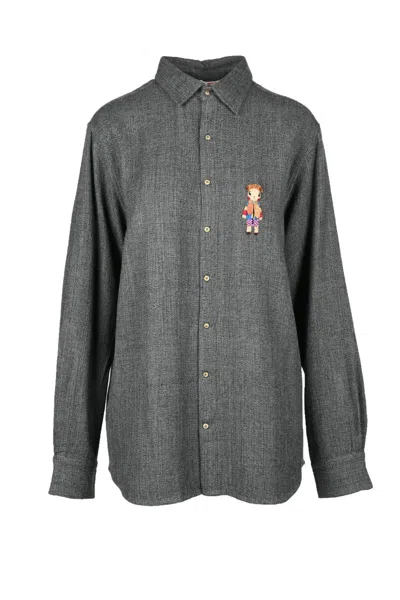 Péro Oversize Wool Shirt - Grey In Gray