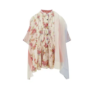 Péro Patchwork Voile Blouse In Multicolor