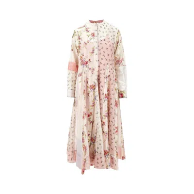 Péro Patchwork Voile Midi Dress In Multicolor