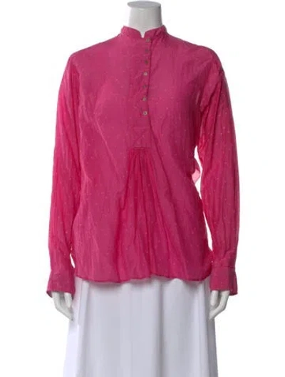 Pre-owned Péro Patterned Long Sleeve Blouse In Pink