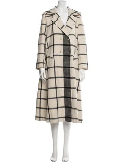 Pre-owned Péro Plaid Print Coat In Neutral